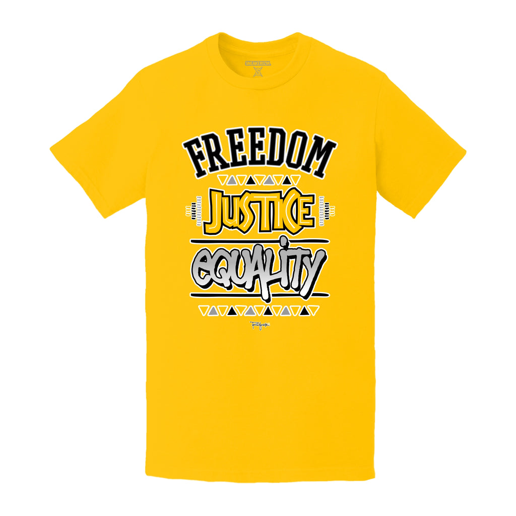 FREEDOM JUSTICE EQUALITY GOLD ( UNIVERSITY GOLD S/S )