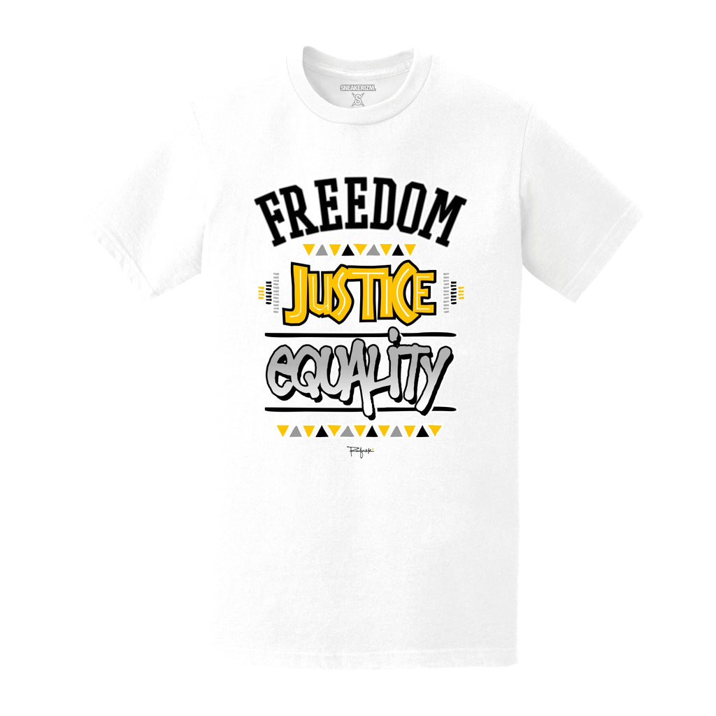 FREEDOM JUSTICE EQUALITY GOLD ( WHITE S/S )